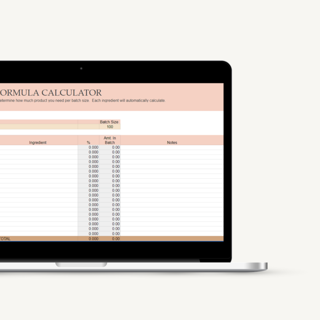 Product Formula Template